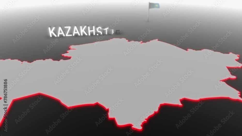 3d animated map of Kazakhstan gets hit and fractured by the text “Recession” 3d animated map of Kazakhstan gets hit and fractured by the text “Recession”