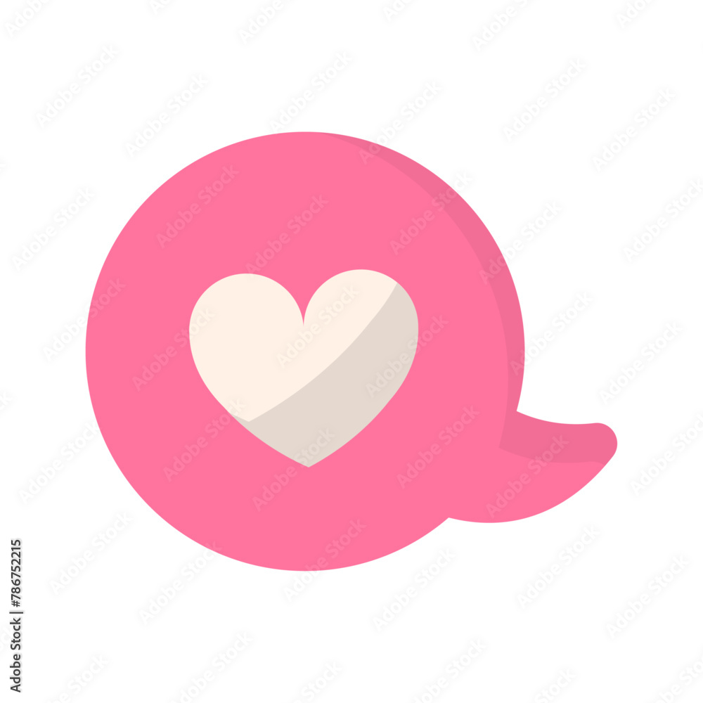 Vector speech bubble with heart on white background Vector speech bubble with heart on white background