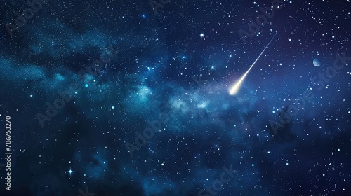Falling meteorite asteroid comet in the starry sky