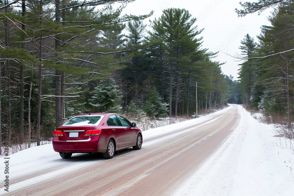 Winter Car Drive in Snowy Forest Winter Car Drive in Snowy Forest