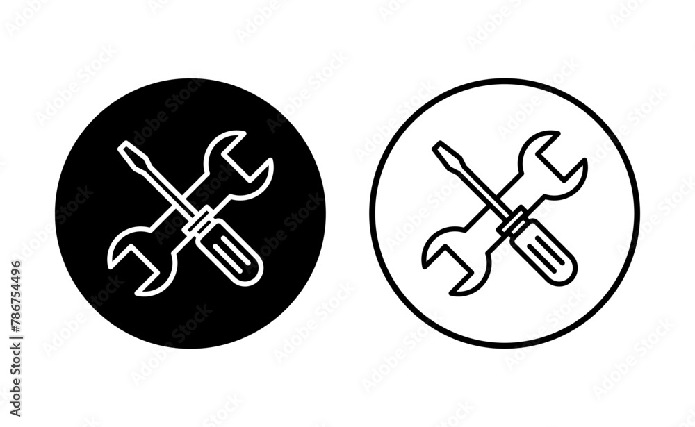 Repair tools icon set. tool icon vector. setting icon vector. Wrench and screwdriver. support, Service Repair tools icon set. tool icon vector. setting icon vector. Wrench and screwdriver. support, Service