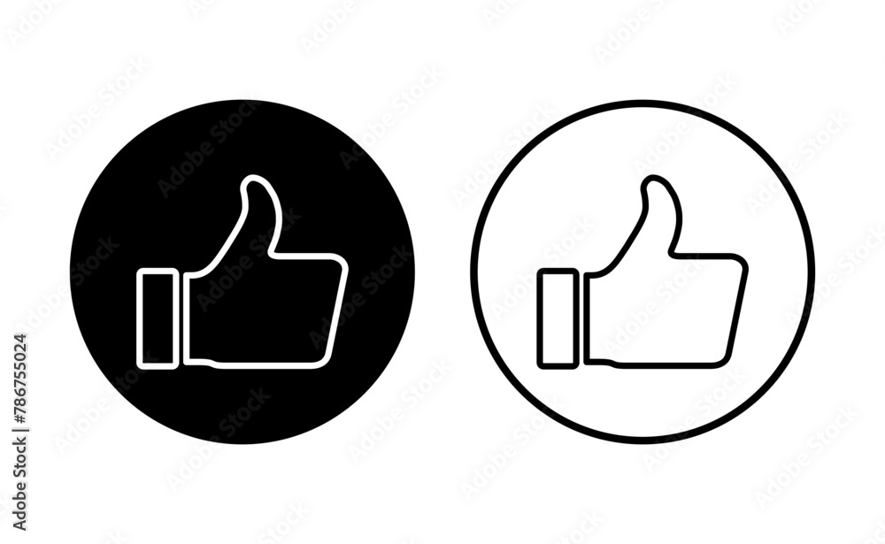 Thumbs up icon set. Hand like. Like icon vector. Thumbs up icon set. Hand like. Like icon vector.