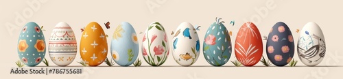 Vibrant Easter Egg Decorations in Various Styles banner - Festive Delights on a Light Background