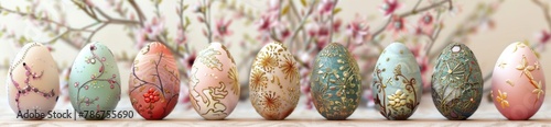 Vibrant Easter Egg Decorations in Various Styles banner - Festive Delights on a Light Background
