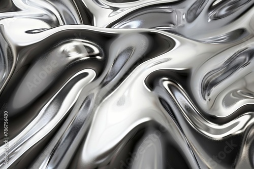 glossy chrome metal texture background liquid silver surface 3d rendered abstract wallpaper photo