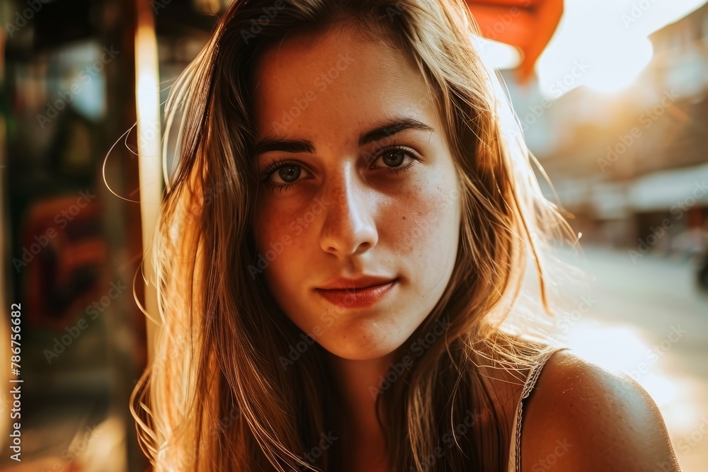 Portrait of a beautiful young woman with freckles and blue eyes Portrait of a beautiful young woman with freckles and blue eyes