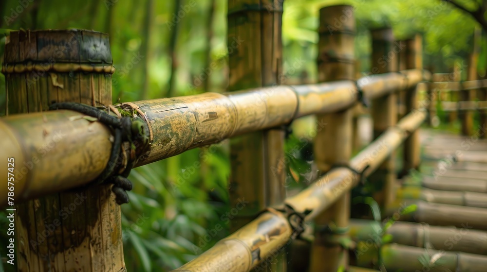 Old Bamboo Fence in Close up View Old Bamboo Fence in Close up View