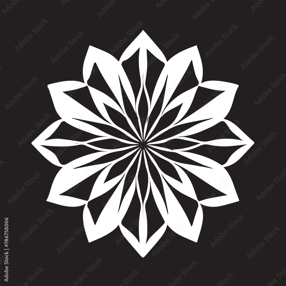 Obraz premium Round, square, dotted, floral, and beautiful ancient geometric patterns adorn simple black and white symmetrical texture.