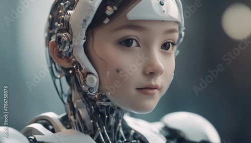 A close-up photo of a humanoid robot indistinguishable from a human