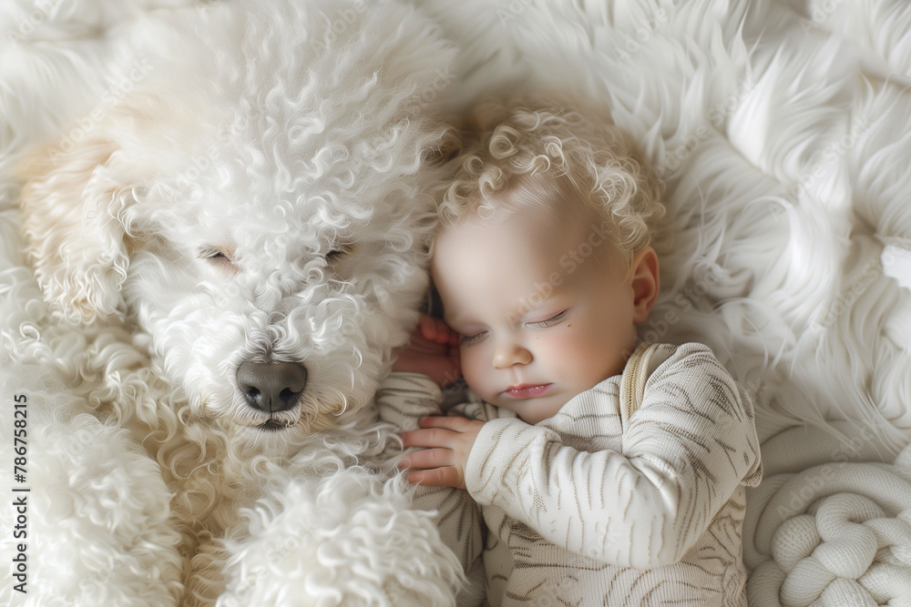 dog sleeping tenderly with a baby dog sleeping tenderly with a baby