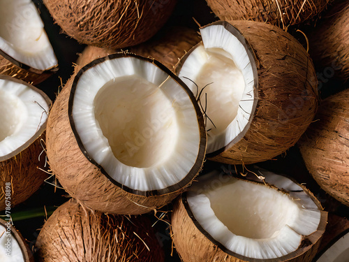coconut on wooden background photo