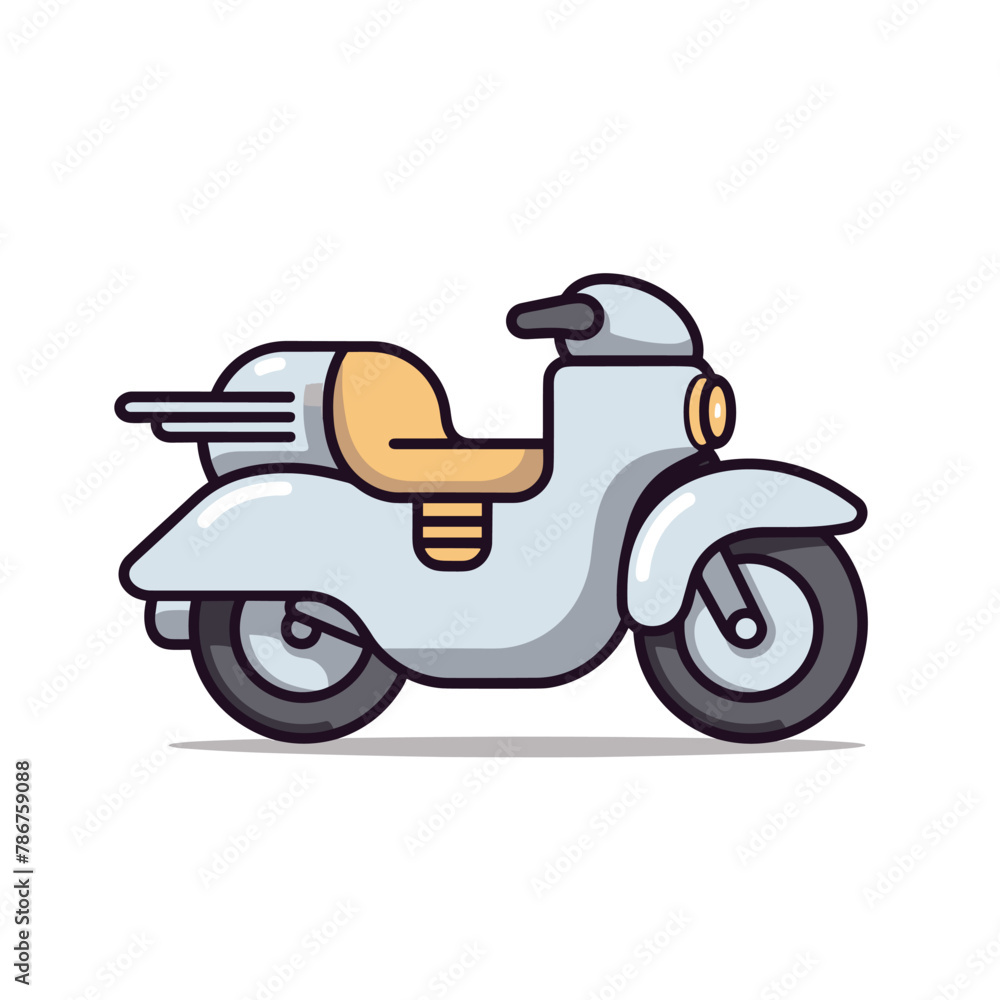 Obraz premium Cute kawaii white motorcycle vector design