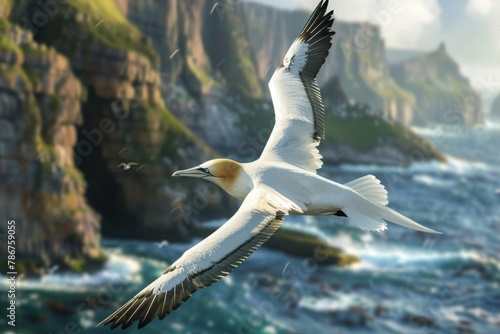 majestic seabird with wings spread in midair flight aigenerated illustration photo