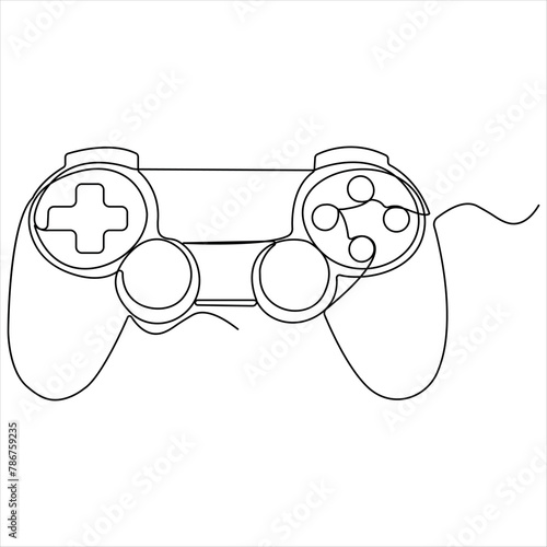 Single line continuous drawing of game controller joysticks or gamepads line art vector illustration