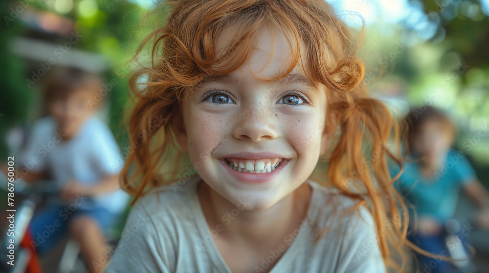 beautiful little girl with ginger hair smiling, playing beautiful little girl with ginger hair smiling, playing