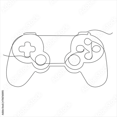 Single line continuous drawing of game controller joysticks or gamepads line art vector illustration