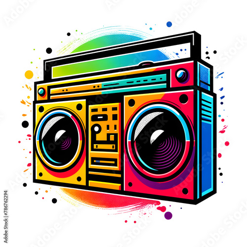 Colorful boombox ghetto blaster simple illustration icon