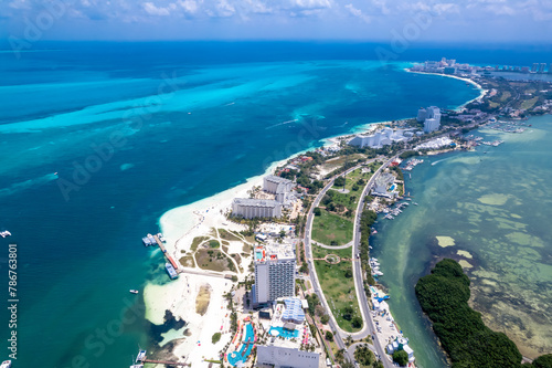 Aerial view of Cancun Hotel Zone, Mexico © mardoz