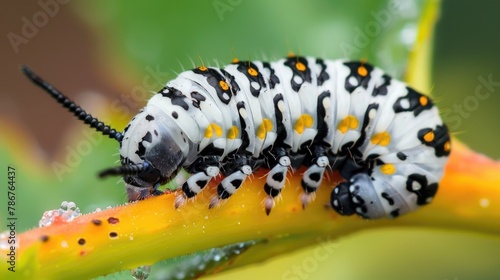 The charm of the distinct black and white striped larva
