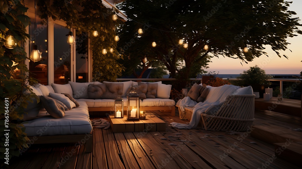Gorgeous deck with comfortable seating to enjoy a lovely evening outside  