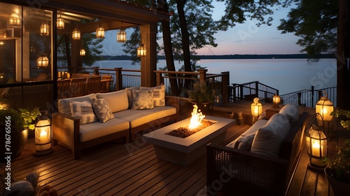 Gorgeous deck with comfortable seating to enjoy a lovely evening outside 