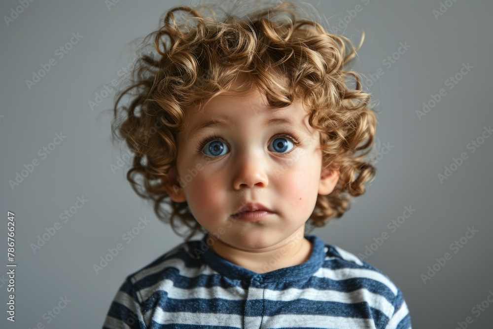 Portrait of a cute little boy with curly hair and blue eyes Portrait of a cute little boy with curly hair and blue eyes