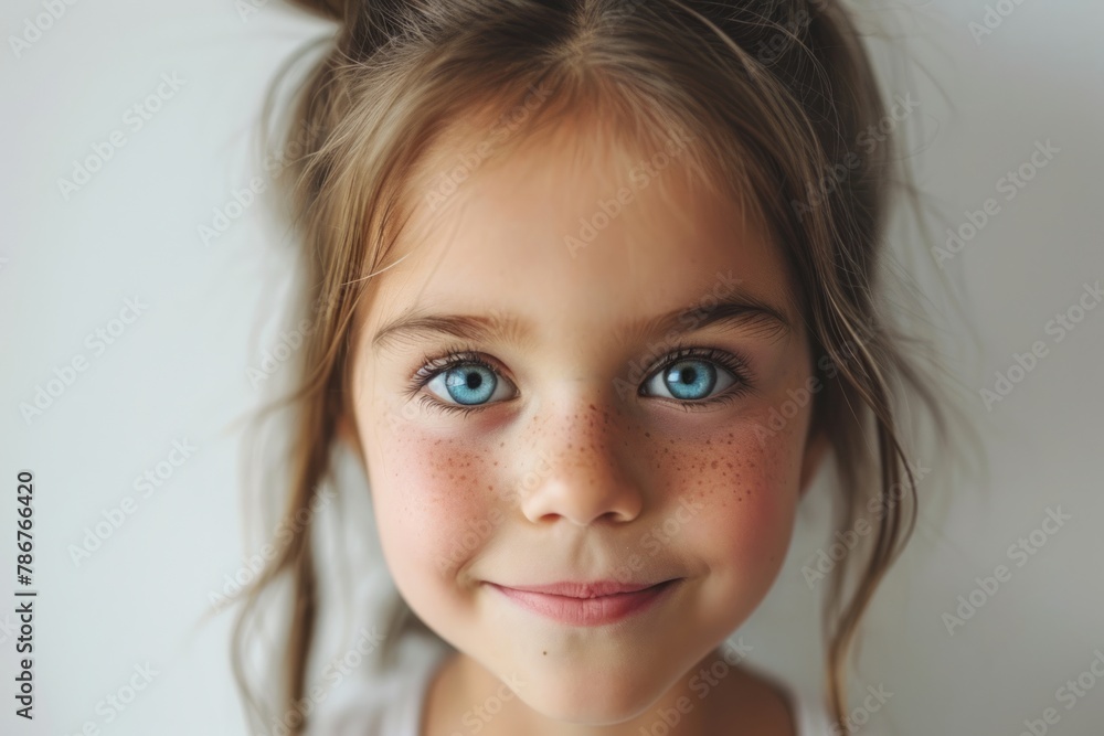 Portrait of a beautiful little girl with freckles on her face Portrait of a beautiful little girl with freckles on her face