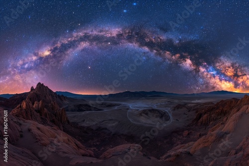 Starry Night Sky with Majestic Milky Way Arc