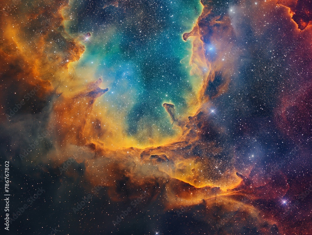 Fototapeta premium Cosmic Nebula with Vibrant Colors in Space