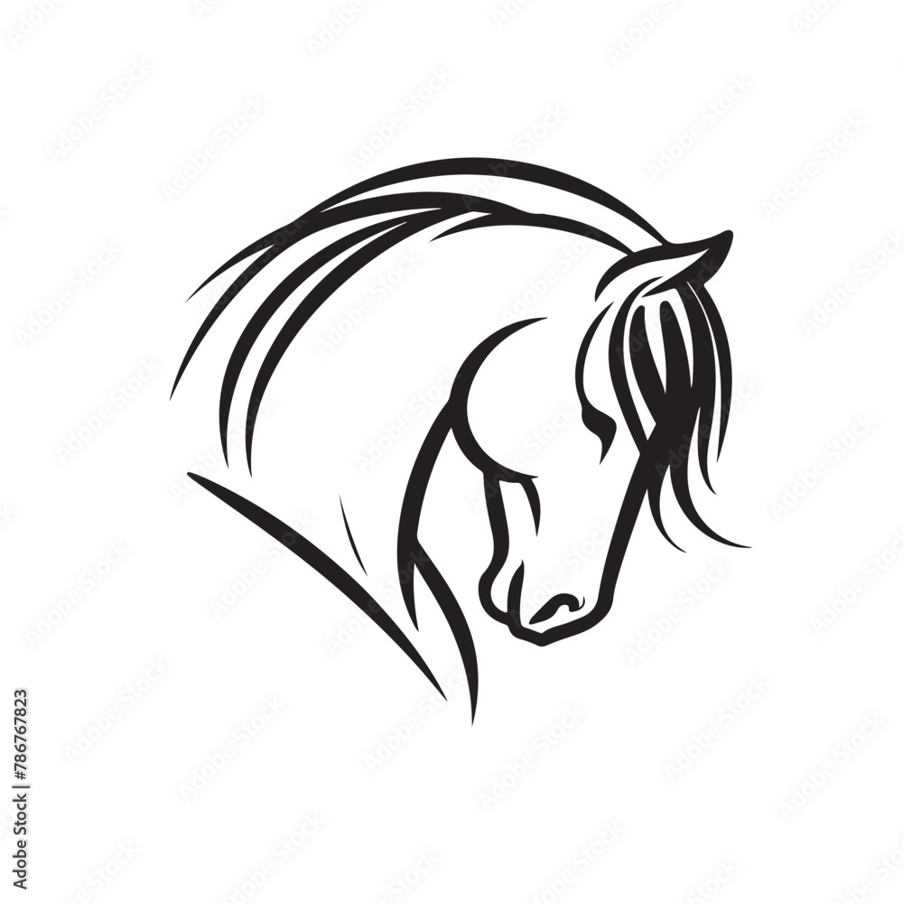 Simple Elegant Line Art Horse Head Vector Design Simple Elegant Line Art Horse Head Vector Design