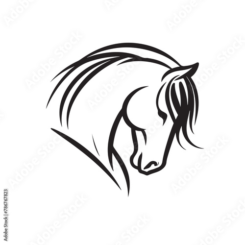 Simple Elegant Line Art Horse Head Vector Design
