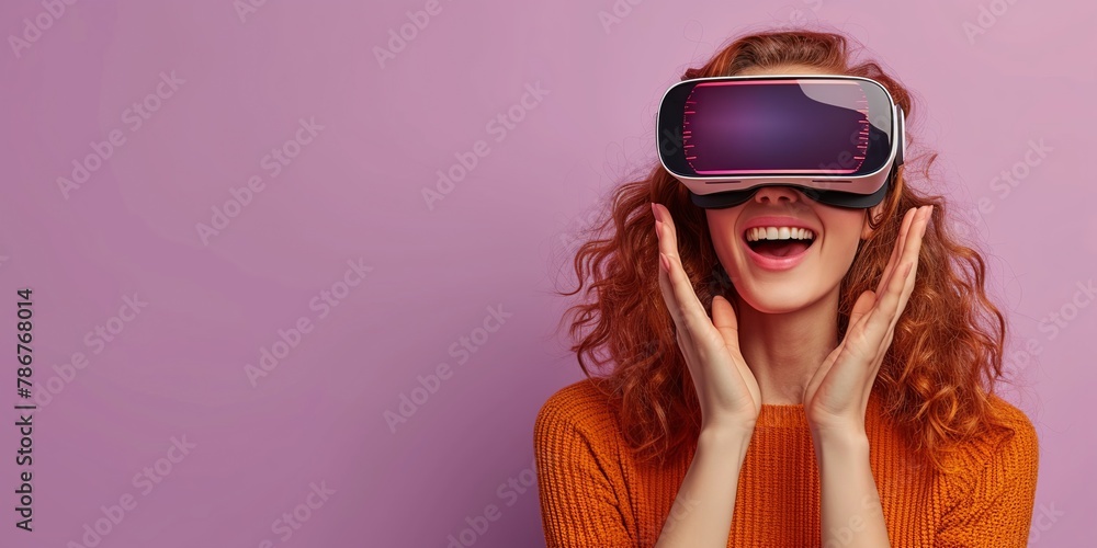 Woman Experiencing Virtual Reality Technology Woman Experiencing Virtual Reality Technology