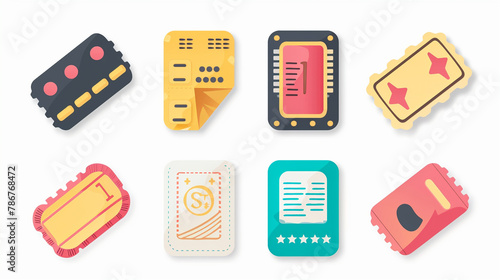 Vector illustration set icon tombola ticket, win prize, raffle concept