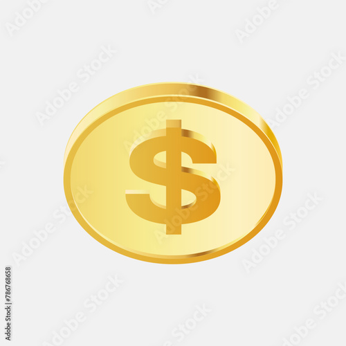 Gold coin sign isolated on a white backgrond.