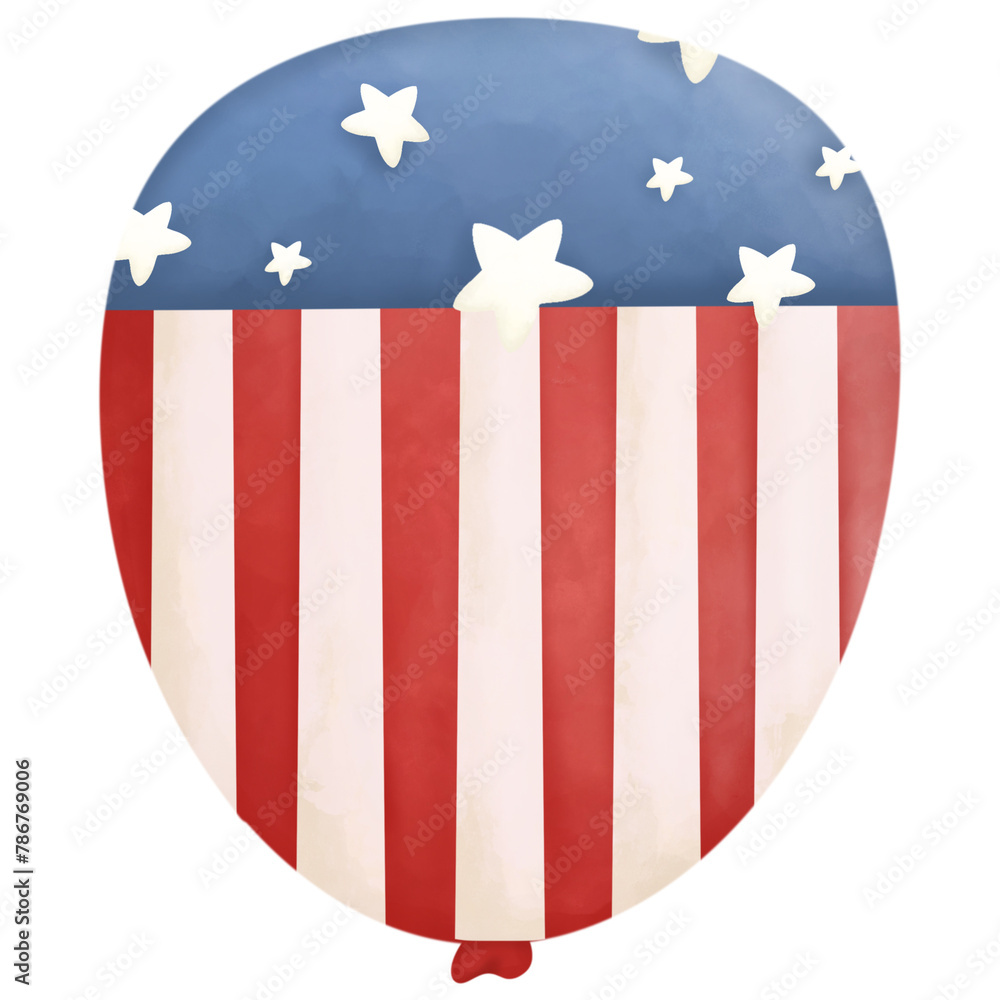 Fototapeta premium Balloon in Independence Day watercolor
