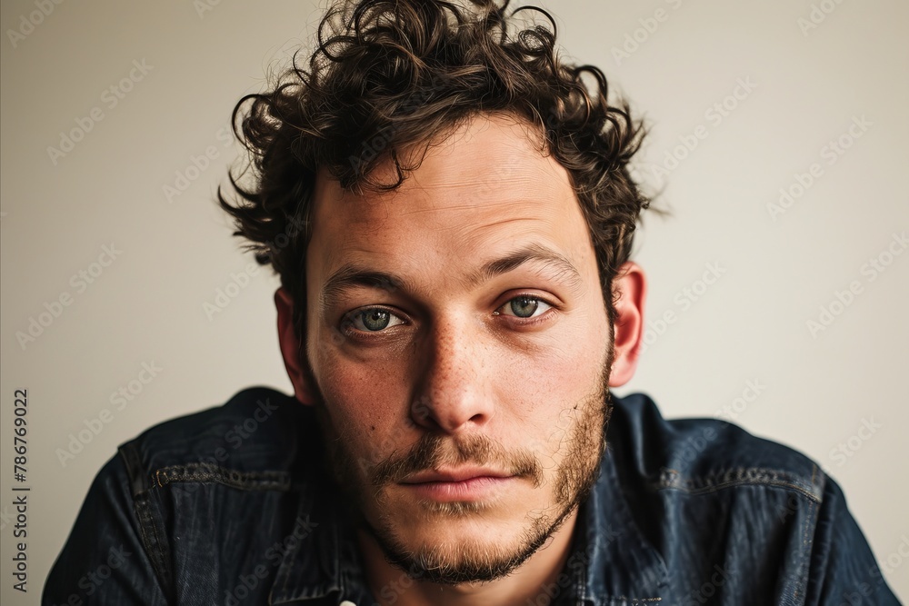 Portrait of a young man with a serious expression on his face Portrait of a young man with a serious expression on his face