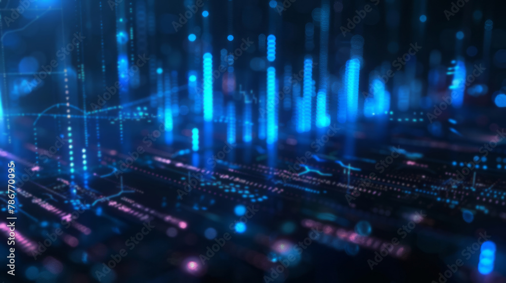 © Duka Mer - A digital graph and bar chart of stock market or financial data with a blue glowing light effect on a black background, symbolizing a technology concept for business growth and rising theme. © Duka Mer - A digital graph and bar chart of stock market or financial data with a blue glowing light effect on a black background, symbolizing a technology concept for business growth and rising theme.