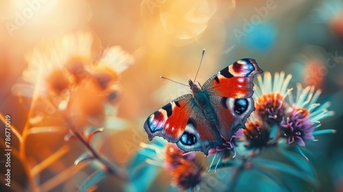 Butterfly Resting on Flower in European Summer