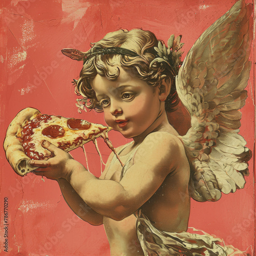 Cherub Eating Pizza

