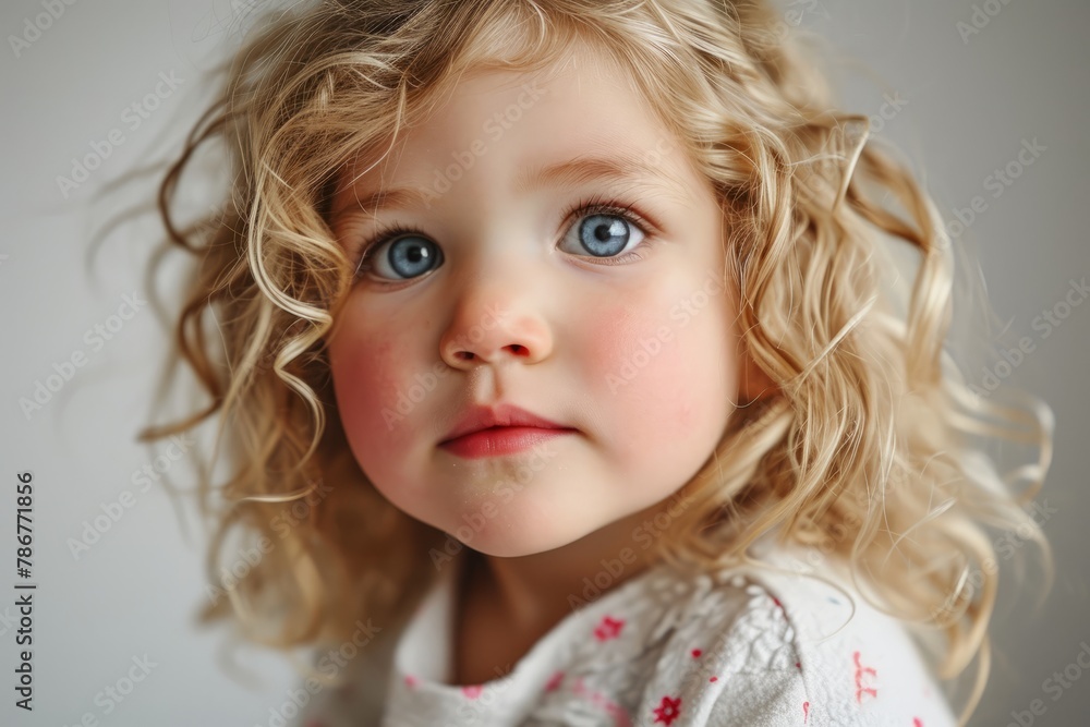 Portrait of a cute little girl with curly hair and blue eyes Portrait of a cute little girl with curly hair and blue eyes