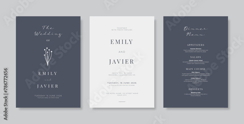 Simple wedding invitation template. minimalist wedding card template. trendy modern wedding invitation template.