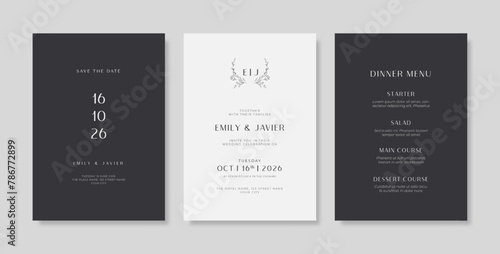 Simple and minimalist wedding card template. trendy modern wedding invitation template. beautiful wedding card template