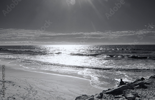 Sea and Sky Giirl looking at the sea in Santa Clara del Mar , Buenos Aires , Argentina