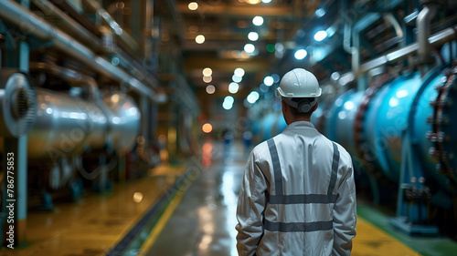 Wallpaper Mural Engineer standing at Industrial view at oil refinery plant from industry zone. Torontodigital.ca