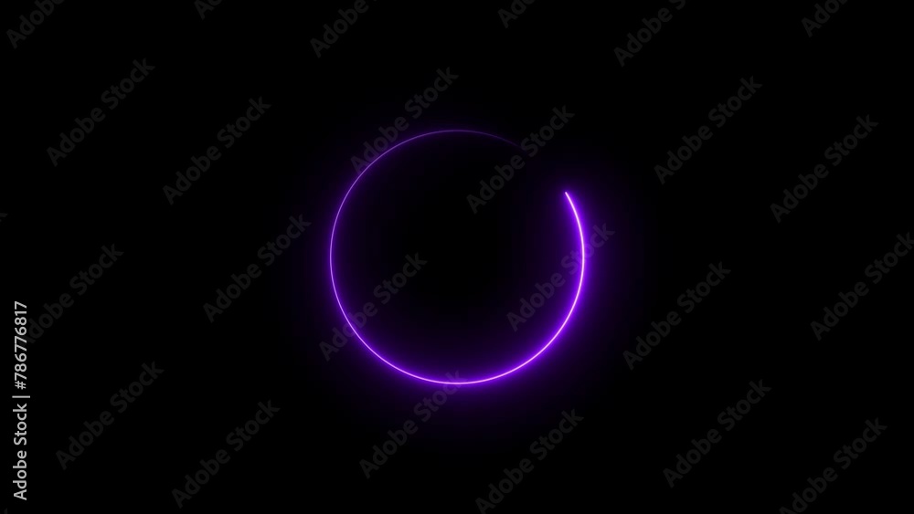 Neon circle isolated on black background. Charging and loading icon animation 4k video. Neon circle isolated on black background. Charging and loading icon animation 4k video.