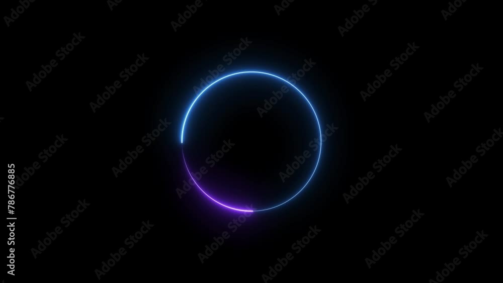 Abstract Neon circle isolated on black background. Charging and loading icon animation. Futuristic neon light effect. Abstract Neon circle isolated on black background. Charging and loading icon animation. Futuristic neon light effect.