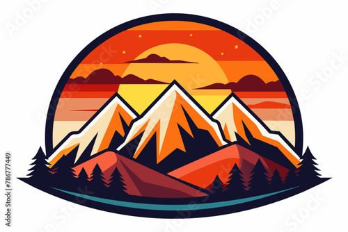 mountains-sunset-t-shirt design vector illustration 