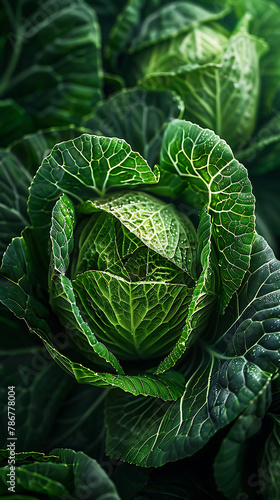 Beautiful presentation of Cabbage leaves, hyperrealistic food photography