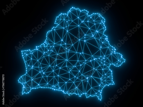 A sketching style of the map Belarus. An abstract image for a geographical design template. Image isolated on black background.