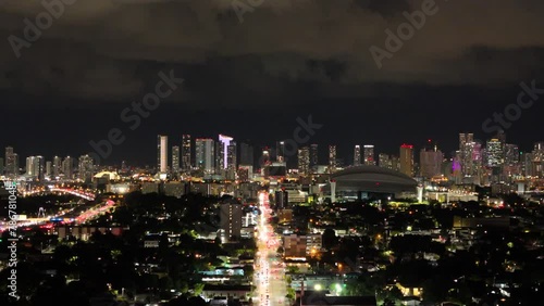 Wallpaper Mural City of Miami at night with buildings in the background Torontodigital.ca